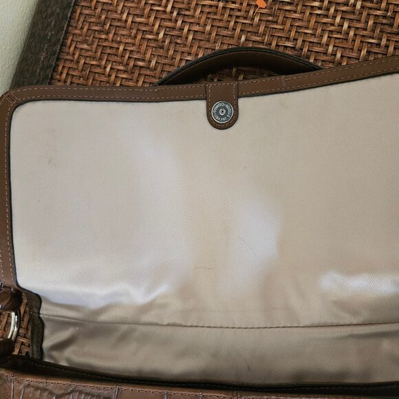 Coach Ashley Brown Crock Embossed Leather Shoulder Bag # F17646 - Picture 9 of 11